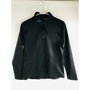 Zusa Shirt Women's Size Medium Black Pullover 1/4 Zip Mock Neck Long Sleeve
